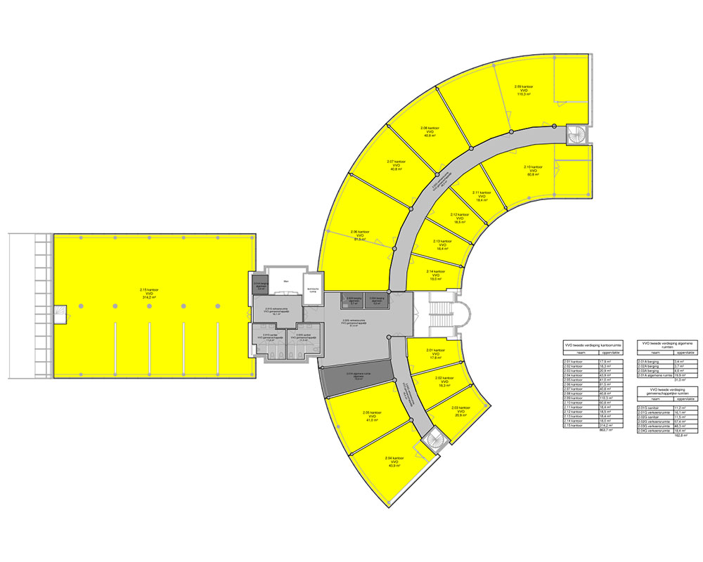 Plattegrond na inmeting kantoorpand Apeldoorn